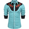 image:imageCOOFANDY Mens Cowboy Shirtss Embroidered Rose Design Shirts Western Long Sleeve Button Down ShirtsBlue Retro Rose