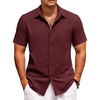 image:imageCOOFANDY Mens Cuban Guayabera Shirt Short Sleeve Casual Button Down Shirts Summer Beach Vacation ShirtsDeep Red