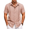 image:imageCOOFANDY Mens Cuban Guayabera Shirt Short Sleeve Casual Button Down Shirts Summer Beach Vacation ShirtsDusty Rose