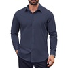 image:imageCOOFANDY Mens Dress Shirts Long Sleeve Casual Button Down Shirts Formal Business ShirtNavy Blue