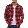 image:imageCOOFANDY Mens Flannel Shirts Casual Button Down Plaid Shirt Jacket Long Sleeve Fleece Shacket with PocketsBuffalo Red