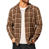 image:imageCOOFANDY Mens Flannel Shirts Casual Button Down Plaid Shirt Jacket Long Sleeve Fleece ShacketBrownwhite Plaid