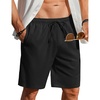 image:imageCOOFANDY Mens Linen Shorts Casual Beach Shorts 9 inch Inseam Elastic Waist Drawstring Summer ShortsBlack