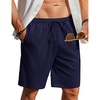 image:imageCOOFANDY Mens Linen Shorts Casual Beach Shorts 9 inch Inseam Elastic Waist Drawstring Summer ShortsNavy