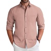 image:imageCOOFANDY Mens Long Sleeve Button Down Shirt Wrinkle Free Untucked Dress Shirt Casual Denim ShirtDusty Pink