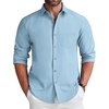 image:imageCOOFANDY Mens Long Sleeve Button Down Shirt Wrinkle Free Untucked Dress Shirt Casual Denim ShirtSky Blue