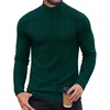 image:imageCOOFANDY Mens Mock Turtleneck Long Sleeve Shirts Fleece Ribbed Thermal Pullover Slim Fit Basic TShirtsGreen