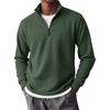 image:imageCOOFANDY Mens Quarter Zip Pullover FleeceLined Mock Neck Sweatshirt Casual  Adjustable 14 Zip Mock Neck Long Sleeve Solid Color Breathable Warm Layering Friendly Ideal For Golf Daily WearArmy Green