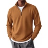image:imageCOOFANDY Mens Quarter Zip Pullover FleeceLined Mock Neck Sweatshirt Casual  Adjustable 14 Zip Mock Neck Long Sleeve Solid Color Breathable Warm Layering Friendly Ideal For Golf Daily WearCopper