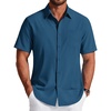 image:imageCOOFANDY Mens Short Sleeve Dress Shirts Wrinkle Free Casual Button Down Shirts with PocketMidnight Blue