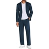image:imageCOOFANDY Mens Suits 2 Piece Slim Fit Suit Set 2 Button Lightweight Casual Knit Blazer Suit Jacket PantsBlue