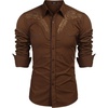 image:imageCOOFANDY Mens Western Shirts Long Sleeve Embroideres Cowboy Shirts Casual Button Down Shirt01coffeepattern1