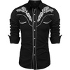 image:imageCOOFANDY Mens Western Shirts Long Sleeve Embroideres Cowboy Shirts Casual Button Down ShirtBlack  Whitepattern1