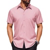 image:imageCOOFANDY Mens Wrinkle Free Dress Shirt Polka Dot Short Sleeve Button Down Business Casual ShirtsPink