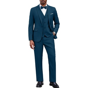 image:imageCOOFANDY Mens 3 Pieces Suit Classic One Button Single Breasted Slim Fit Blazer Jacket Vest Pants Set Wedding BusinesDark Blue