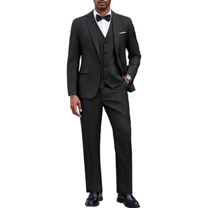 image:imageCOOFANDY Mens 3 Pieces Suit Classic One Button Single Breasted Slim Fit Blazer Jacket Vest Pants Set Wedding BusinesDark Grey