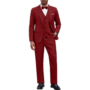 image:imageCOOFANDY Mens 3 Pieces Suit Classic One Button Single Breasted Slim Fit Blazer Jacket Vest Pants Set Wedding BusinesRed