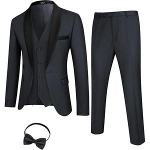 image:imageCOOFANDY Mens 3 Pieces Suit Slim Fit Tuxedo Set One Button Shawl Lapel Dinner Prom Jacket Vest Pants with TieDgreyBlack