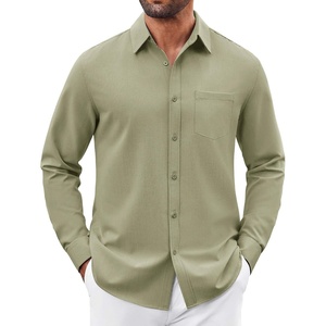 image:imageCOOFANDY Mens Button Down Shirt Casual Untucked Shirts Long Sleeve Dress Shirt with PocketArmy Green
