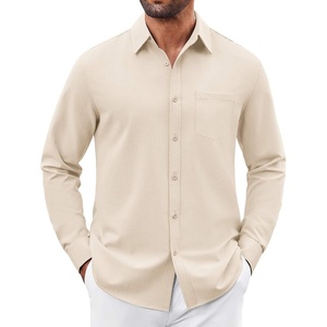 image:imageCOOFANDY Mens Button Down Shirt Casual Untucked Shirts Long Sleeve Dress Shirt with PocketBeige