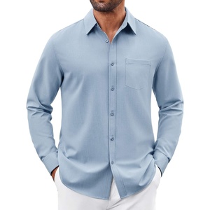 image:imageCOOFANDY Mens Button Down Shirt Casual Untucked Shirts Long Sleeve Dress Shirt with PocketBlue