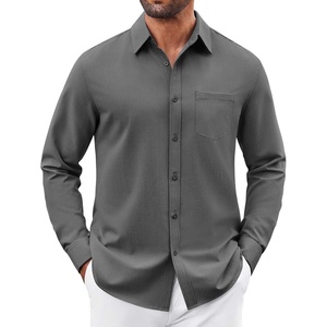 image:imageCOOFANDY Mens Button Down Shirt Casual Untucked Shirts Long Sleeve Dress Shirt with PocketDark Grey