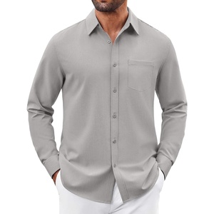 image:imageCOOFANDY Mens Button Down Shirt Casual Untucked Shirts Long Sleeve Dress Shirt with PocketLight Grey
