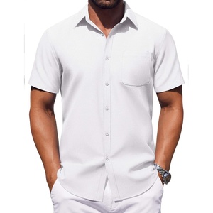 image:imageCOOFANDY Mens Button Down Short Sleeve Shirt Casual Dress Shirt Untucked Summer Shirts with PocketWhite