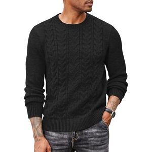 image:imageCOOFANDY Mens Cable Knit Sweater Casual Long Leeve Crewneck Pullover Sweaters Twist Textured Fisherman SweaterBlack