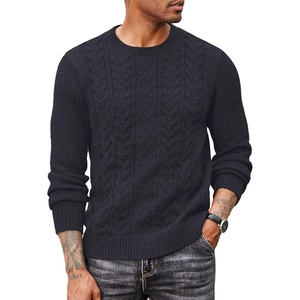 image:imageCOOFANDY Mens Cable Knit Sweater Casual Long Leeve Crewneck Pullover Sweaters Twist Textured Fisherman SweaterNavy Blue