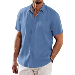 image:imageCOOFANDY Mens Casual Linen Shirts Short Sleeve Button Down Shirt Summer Beach TopsBlue