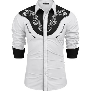image:imageCOOFANDY Mens Cowboy Shirtss Embroidered Rose Design Shirts Western Long Sleeve Button Down ShirtsWhite