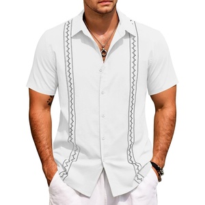image:imageCOOFANDY Mens Cuban Guayabera Shirt Short Sleeve Casual Button Down Shirts Summer Beach Vacation ShirtsWhite