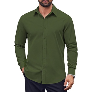 image:imageCOOFANDY Mens Dress Shirts Long Sleeve Casual Button Down Shirts Formal Business ShirtArmy Green