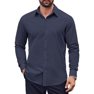 image:imageCOOFANDY Mens Dress Shirts Long Sleeve Casual Button Down Shirts Formal Business ShirtNavy Blue