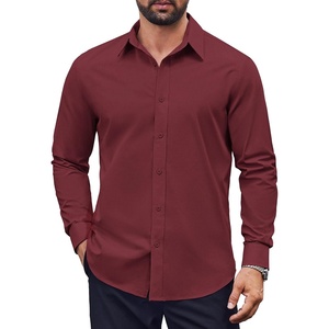image:imageCOOFANDY Mens Dress Shirts Long Sleeve Casual Button Down Shirts Formal Business ShirtWine Red
