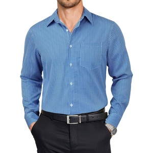 image:imageCOOFANDY Mens Dress Shirts Long Sleeve Plaid Button Down Shirt Business Casual Stretch Shirts with PocketBlue Plaid