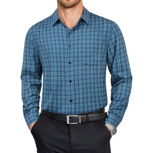 image:imageCOOFANDY Mens Dress Shirts Long Sleeve Plaid Button Down Shirt Business Casual Stretch Shirts with PocketNavy Green Plaid