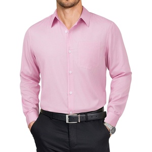 image:imageCOOFANDY Mens Dress Shirts Long Sleeve Plaid Button Down Shirt Business Casual Stretch Shirts with PocketPink Plaid