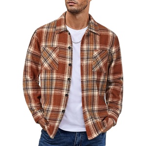 image:imageCOOFANDY Mens Flannel Shirts Casual Button Down Plaid Shirt Jacket Long Sleeve Fleece Shacket with PocketsBrown