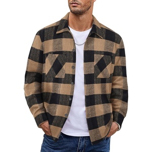 image:imageCOOFANDY Mens Flannel Shirts Casual Button Down Plaid Shirt Jacket Long Sleeve Fleece Shacket with PocketsBuffalo Brown