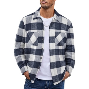 image:imageCOOFANDY Mens Flannel Shirts Casual Button Down Plaid Shirt Jacket Long Sleeve Fleece Shacket with PocketsBuffalo Navy Blue