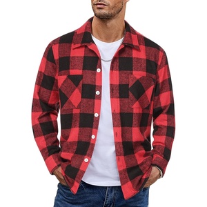 image:imageCOOFANDY Mens Flannel Shirts Casual Button Down Plaid Shirt Jacket Long Sleeve Fleece Shacket with PocketsBuffalo Red