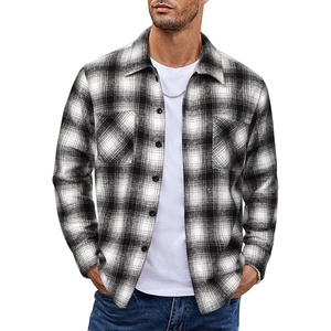 image:imageCOOFANDY Mens Flannel Shirts Casual Button Down Plaid Shirt Jacket Long Sleeve Fleece Shacket with PocketsGraphite Black