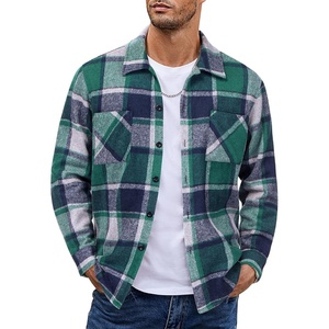 image:imageCOOFANDY Mens Flannel Shirts Casual Button Down Plaid Shirt Jacket Long Sleeve Fleece Shacket with PocketsGray Green