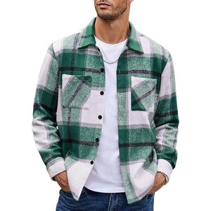 image:imageCOOFANDY Mens Flannel Shirts Casual Button Down Plaid Shirt Jacket Long Sleeve Fleece Shacket with PocketsGreen