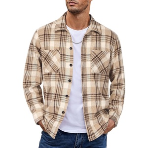 image:imageCOOFANDY Mens Flannel Shirts Casual Button Down Plaid Shirt Jacket Long Sleeve Fleece Shacket with PocketsKhaki
