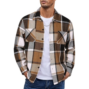 image:imageCOOFANDY Mens Flannel Shirts Casual Button Down Plaid Shirt Jacket Long Sleeve Fleece Shacket with PocketsKhaki Gray