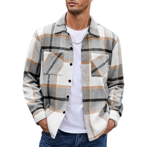 image:imageCOOFANDY Mens Flannel Shirts Casual Button Down Plaid Shirt Jacket Long Sleeve Fleece Shacket with PocketsLight Gray