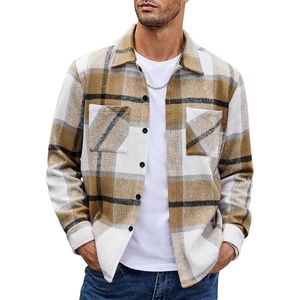 image:imageCOOFANDY Mens Flannel Shirts Casual Button Down Plaid Shirt Jacket Long Sleeve Fleece Shacket with PocketsLight Khaki